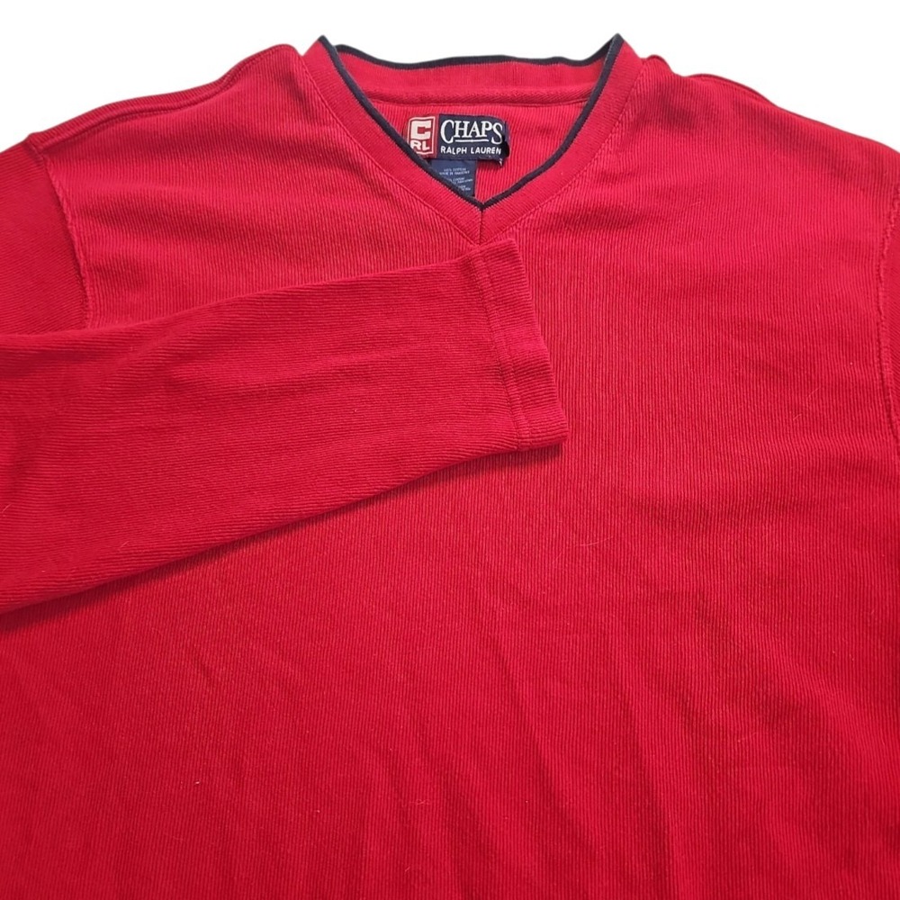 Ralph Lauren CHAPS Vintage 3/4 Long Sleeve Pullover‎ Large 100% Cotton
